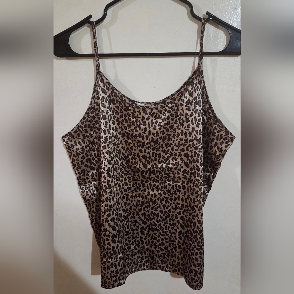 Womens Leopard Print Vintage Y2K Slip Cami Tank Size 13 To 14